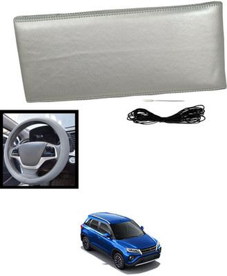 MATIES Hand Stiched Steering Cover For Toyota Universal For Car(Silver, Leatherite)