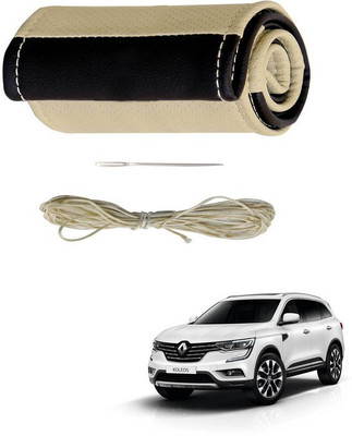 RKPSP Hand Stiched Steering Cover For Universal For Car Koleos(Beige/Brown, Leatherite)