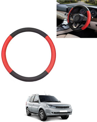 AYW Steering Cover For Tata Safari Storme(Red/Black, Leatherite)