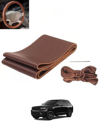 RKPSP Hand Stiched Steering Cover For Datsun Go(Brown, Leatherite)