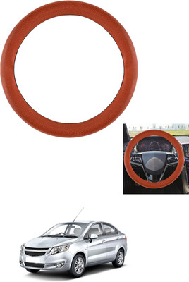 MATIES Steering Cover For Chevrolet Sail(Tan, Leather)