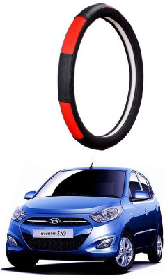 AUTO PEARL Steering Cover For Hyundai i10(Gold Blaze Black and Red, Leatherite)