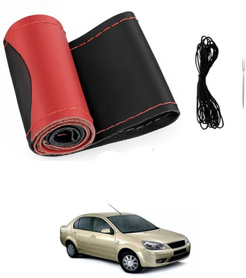 ABJD Hand Stiched Steering Cover For Skoda Universal For Car(Red, Black, Leatherite)
