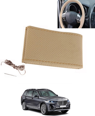 MATIES Hand Stiched Steering Cover For BMW Universal For Car(Beige, Leatherite)