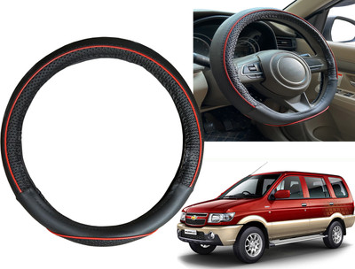 PEEPS STORE Steering Cover For Chevrolet Tavera(Black, Red, Leatherite)
