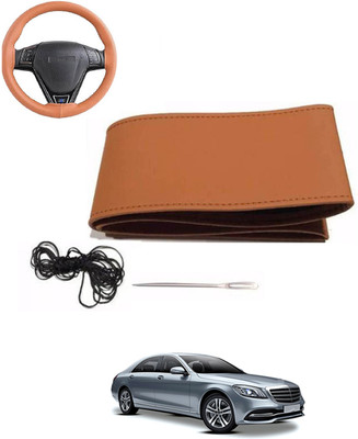 MATIES Hand Stiched Steering Cover For Mercedes Benz Universal For Car(Tan, Leatherite)