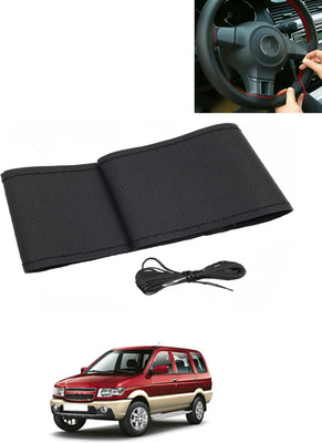 AYW Hand Stiched Steering Cover For Chevrolet Tavera(Black, Leatherite)