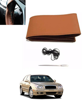 MATIES Hand Stiched Steering Cover For Hyundai Sonata(Tan, Leatherite)