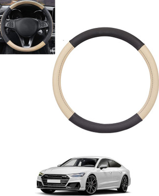 monolive Hand Stiched Steering Cover For Audi S7(Beige, Black, Leatherite)