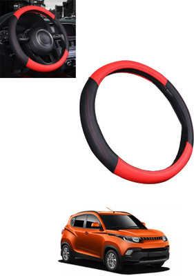 MATIES Steering Cover For Mahindra KUV100(Red/Black, Leatherite)