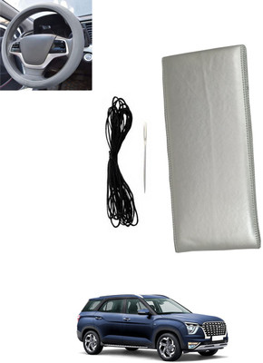 MSNP Hand Stiched Steering Cover For Hyundai Universal For Car(Silver, Leatherite)