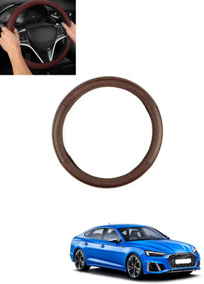 ABJD Steering Cover For Audi S5(Brown, Leatherite)