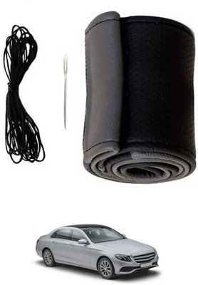 monolive Hand Stiched Steering Cover For Mercedes Benz E200(Grey/Black, Leatherite)