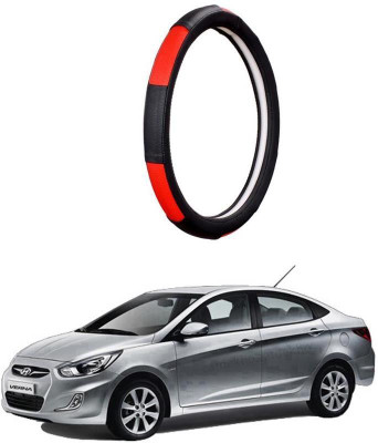 AUTO PEARL Steering Cover For Hyundai Verna(Gold Blaze Black and Red, Leatherite)