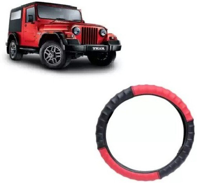 OOLTAH PAHIYA Hand Stiched Steering Cover For Mahindra Thar(Red & Black, Leatherite)