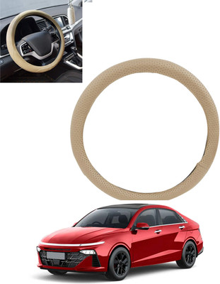 monolive Hand Stiched Steering Cover For Universal For Car Verna(Beige, Leatherite)