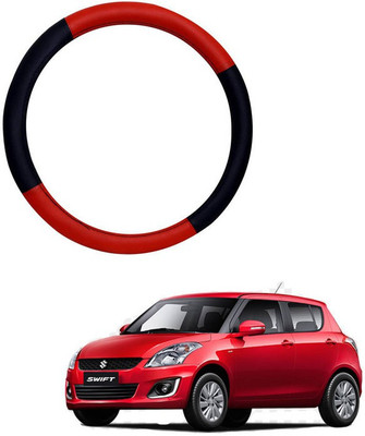 RKPSP Hand Stiched Steering Cover For Universal For Car Swift(Red/Black, Leatherite)