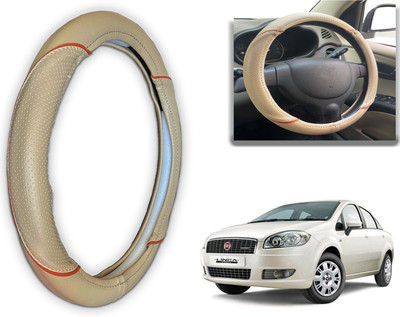 PEEPS STORE Steering Cover For Fiat Linea Classic(Black, Red, Leatherite)
