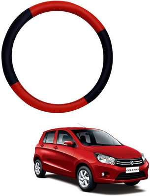 RKPSP Hand Stiched Steering Cover For Universal For Car Celerio(Red/Black, Leatherite)