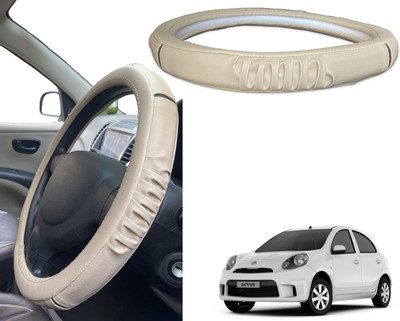 PEEPS STORE Steering Cover For Nissan Micra Active(Black, Red, Leatherite)