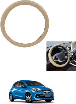 MATIES Steering Cover For Honda Brio(Beige, Leather)