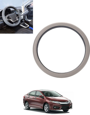 ABJD Steering Cover For Honda Universal For Car(Silver, Leatherite)