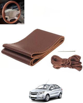 RKPSP Hand Stiched Steering Cover For Chevrolet Sail(Brown, Leatherite)