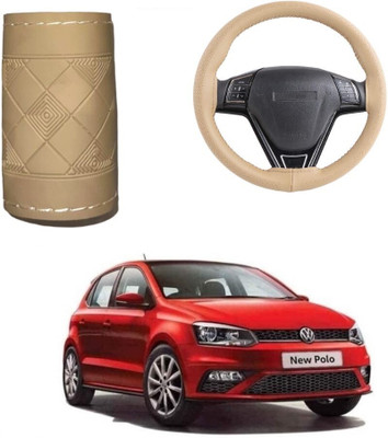 ARNEJA Hand Stiched Steering Cover For Volkswagen Polo(Beige, Leather)