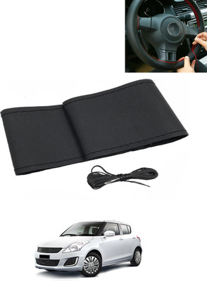 AYW Hand Stiched Steering Cover For Universal For Car Swift(Black, Leatherite)