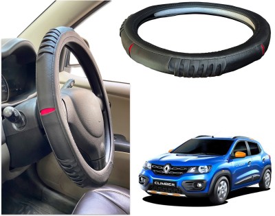 PEEPS STORE Steering Cover For Renault Kwid(Black, Red, Leatherite)