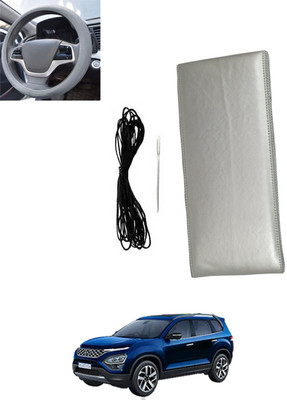 MSNP Hand Stiched Steering Cover For Tata Safari(Silver, Leatherite)