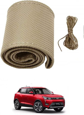 Arnejae Hand Stiched Steering Cover For Mahindra XUV(Beige, Leather)