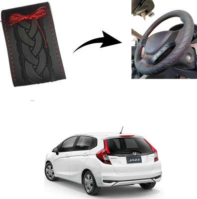 Autoinnovation Hand Stiched Steering Cover For Honda Jazz(Black, Leather)