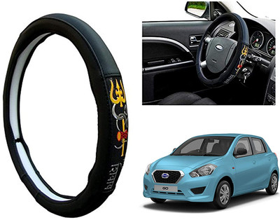 GS Grow n Shine Hand Stiched Steering Cover For Datsun Go(Black, Leatherite)
