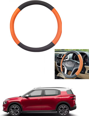 MATIES Steering Cover For Universal For Car Universal For Car(Tan/Black, Leather)