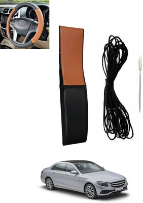 MSNP Hand Stiched Steering Cover For Mercedes Benz E200(Tan, Black, Leatherite)