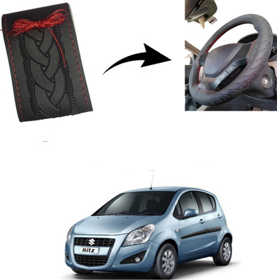 Autoinnovation Hand Stiched Steering Cover For Maruti Ritz(Black, Leather)