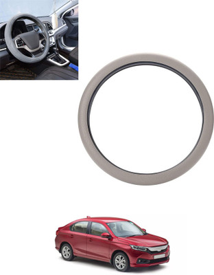 ABJD Steering Cover For Honda Amaze(Silver, Leatherite)