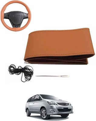 MATIES Hand Stiched Steering Cover For Toyota Innova(Tan, Leatherite)