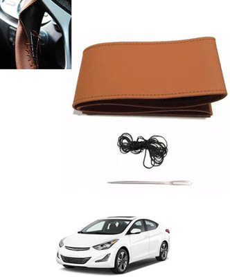 monolive Hand Stiched Steering Cover For Hyundai Elantra(Tan, Leatherite)