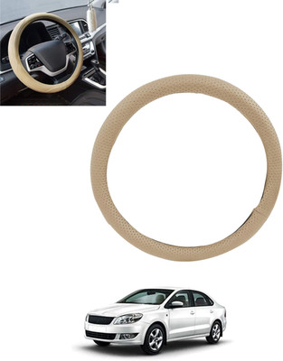 monolive Hand Stiched Steering Cover For Skoda Rapid(Beige, Leatherite)