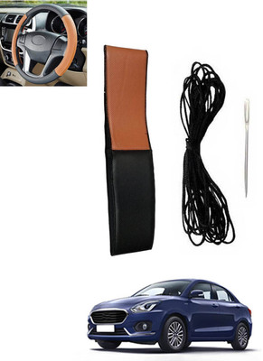 MSNP Hand Stiched Steering Cover For Maruti Swift Dzire(Tan, Black, Leatherite)