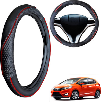 PEEPS STORE Steering Cover For Honda Jazz(Black, Leatherite)