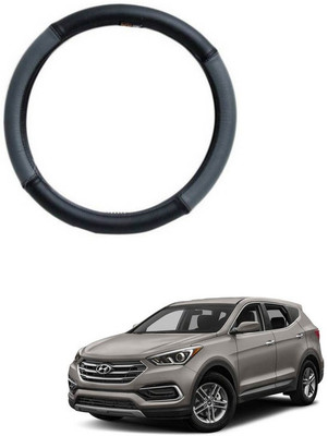RKPSP Hand Stiched Steering Cover For Universal For Car X-Trail(Grey/Black, Leatherite)