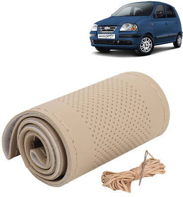 Kingsway Hand Stiched Steering Cover For Hyundai Santro Xing(Beige Color with Beige Thread, Leatherite)