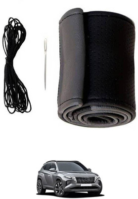 monolive Hand Stiched Steering Cover For Hyundai Tucson(Grey/Black, Leatherite)
