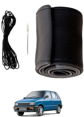 RKPSP Hand Stiched Steering Cover For Universal For Car 800(Grey, Black, Leatherite)