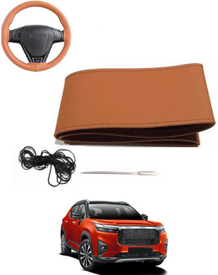 MATIES Hand Stiched Steering Cover For Honda Universal For Car(Tan, Leatherite)