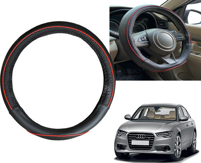PEEPS STORE Steering Cover For Audi A6(Black, Red, Leatherite)