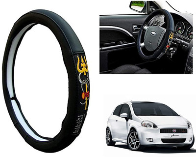 GS Grow n Shine Hand Stiched Steering Cover For Fiat Punto(Black, Leatherite)